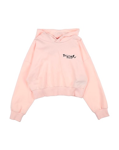 BALMAIN Hooded track jacket  Light pink 100% Cotton