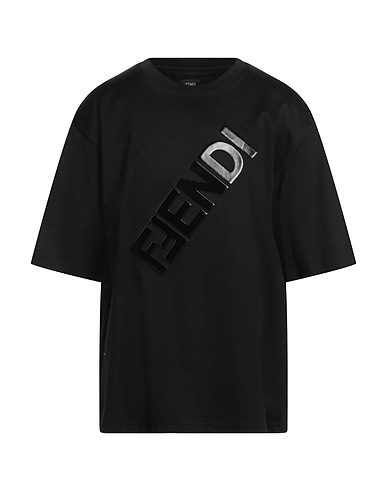 FENDI T-shirt Black 100% Cotton, Polyurethane