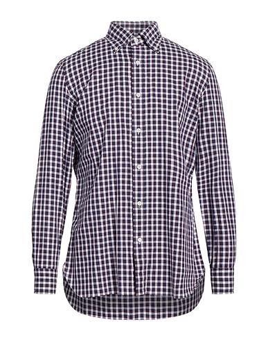 GIAMPAOLO Checked shirt Navy blue 100% Cotton