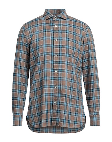 GIAMPAOLO Checked shirt Brown 100% Cotton