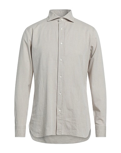 GIAMPAOLO Checked shirt Beige 90% Cotton, 10% Wool
