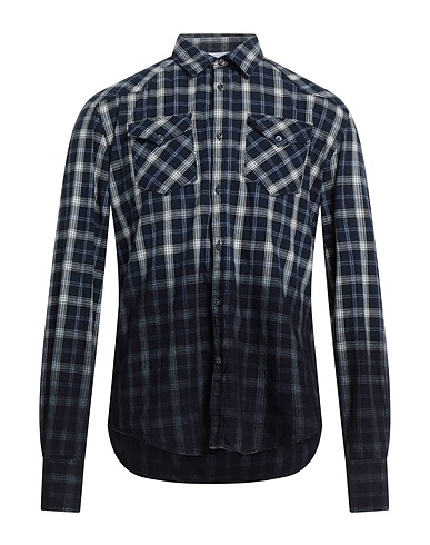 AGLINI Kariertes Hemd Blau 100% Baumwolle