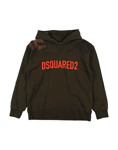 DSQUARED2 Hooded sweatshirt Military green 100% Cotton, Elastane