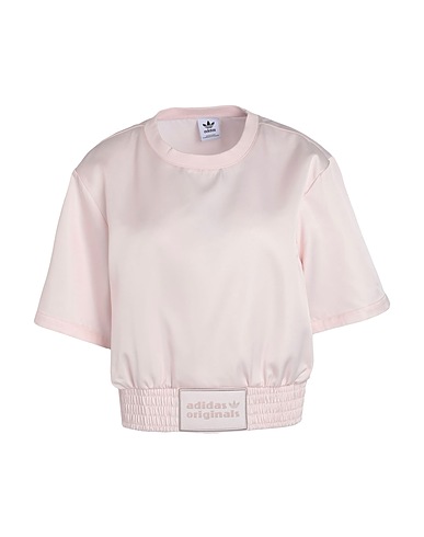 ADIDAS ORIGINALS Crop top ORIGINALS SATIN LOOSE TEE WITH RIB WAISTBAND
 Light pink 100% Recycled polyester