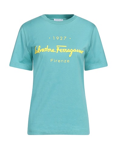 FERRAGAMO T-shirt Turchese 100% Cotone