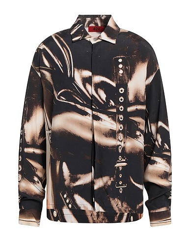 424 FOURTWOFOUR Patterned shirt Black 100% Viscose