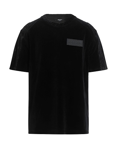 BALMAIN T-shirt Black 80% Cotton, 20% Polyester, Polyamide, Viscose