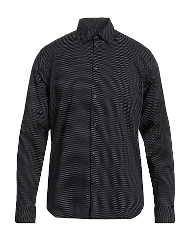 HAMAKI-HO Patterned shirt Black 74% Cotton, 23% Nylon, 3% Elastane