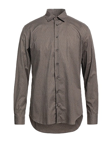 GAZZARRINI Camicia fantasia Khaki 97% Cotone, 3% Elastan