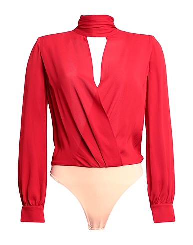 ELISABETTA FRANCHI TOPS & TEES Red 100% Viscose, Polyamide, Elastane