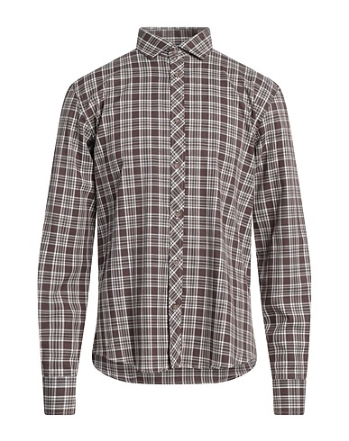 GAZZARRINI Checked shirt Chocolate brown 100% Cotton