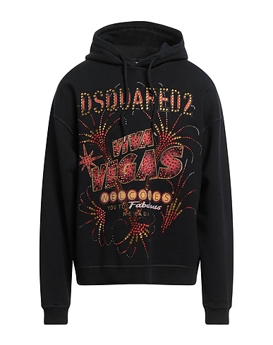 DSQUARED2 Hooded track jacket  Black 100% Cotton, Elastane