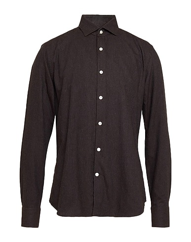 GHIRARDELLI Solid color shirt Dark brown 100% Cotton