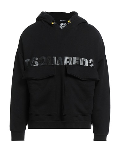 DSQUARED2 Hooded sweatshirt Black 100% Cotton, Elastane