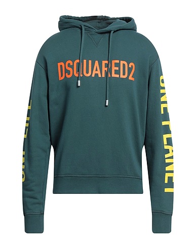 DSQUARED2 Hooded track jacket  Deep teal 100% Cotton, Elastane