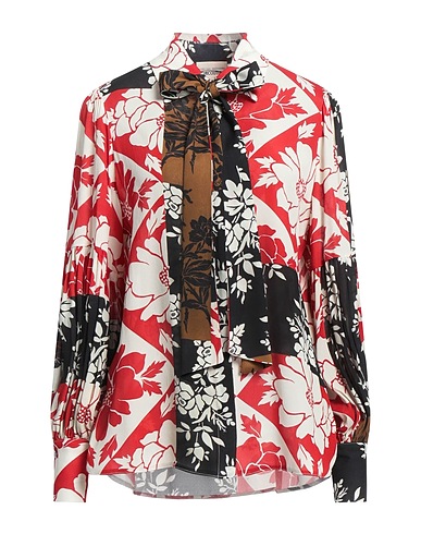 SEMICOUTURE フローラル柄シャツ＆ブラウス レッド レーヨン 100%