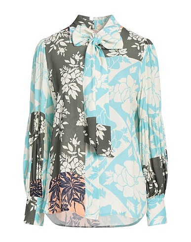SEMICOUTURE Floral shirts & blouses Sky blue 100% Viscose