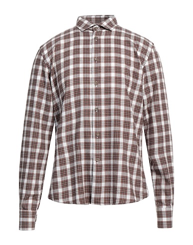 GAZZARRINI Checked shirt Taupe 100% Cotton