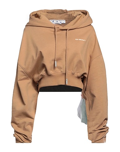 OFF-WHITE™ Hooded track jacket  Camel 100% Organic cotton, Elastane, Polyester