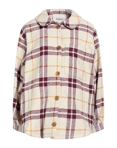 BA&SH Checked shirt Ivory 37% Wool, 32% Polyester, 16% Synthetic fibers, 8% Silk, 7% Cotton