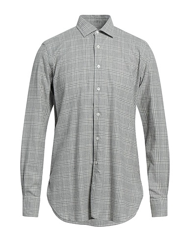 BAGUTTA Checked shirt Light grey 100% Cotton