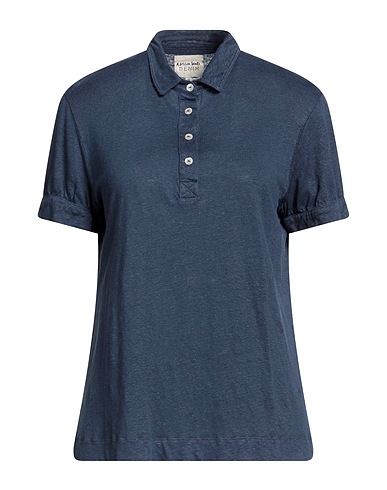 ALESSIA SANTI Polo shirt Navy blue 100% Linen