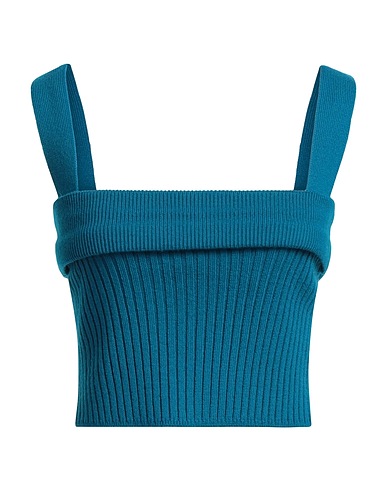 FORTE_FORTE Crop top Deep teal 46% Virgin Wool, 46% Acetate, 8% Elastane