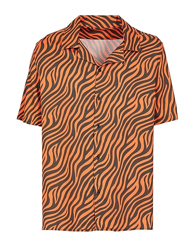 8 by YOOX Hemd mit Muster PRINTED VISCOSE COLLAR CAMP SHIRT
 Orange 100% Viskose