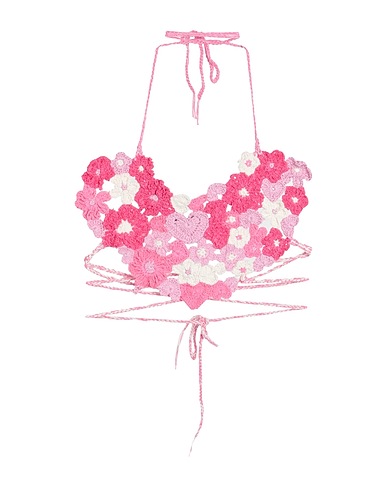 MARCO RAMBALDI Crop top Pink 70% Cotton, 25% Linen, 5% Polyamide