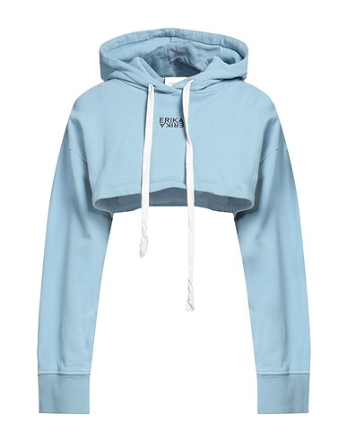 ERIKA CAVALLINI Hooded track jacket  Sky blue 100% Cotton