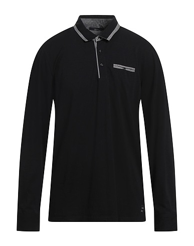 GAUDÌ Polo shirt Black 95% Cotton, 5% Elastane