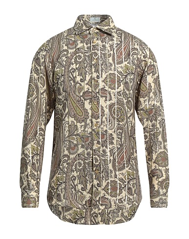 ETRO Patterned shirt Beige 100% Silk, Metallic fiber