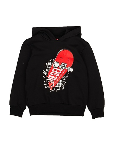 DIESEL Hooded track jacket  Black 60% Cotton, 40% Polyester, Elastane