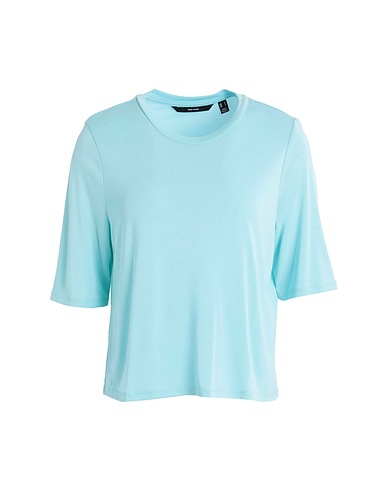 VERO MODA Basic T-Shirt Sky blue 74% Livaeco by Birla Cellulose™, 26% Polyester