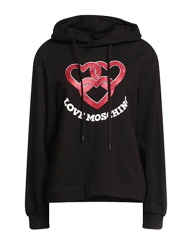 LOVE MOSCHINO Hooded track jacket  Black 100% Cotton