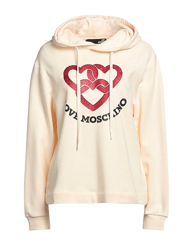 LOVE MOSCHINO Hooded track jacket  Beige 100% Cotton