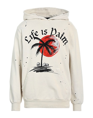 PALM ANGELS Hooded track jacket  Cream 100% Cotton