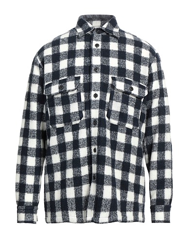 DESTIN Checked shirt Midnight blue 77% Wool, 19% Polyamide, 3% Cashmere, 1% Silk