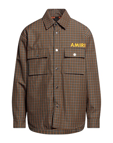 AMIRI Checked shirt Orange 28% Polyester, 27% Cotton, 19% Modal, 17% Cupro, 9% Viscose