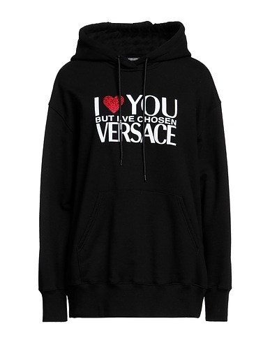 VERSACE Φούτερ Μαύρο 100% Βαμβάκι