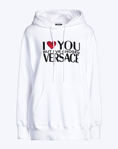 VERSACE Hooded track jacket  White 100% Cotton