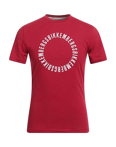 BIKKEMBERGS T-shirt Burgundy 95% Cotton, 5% Elastane