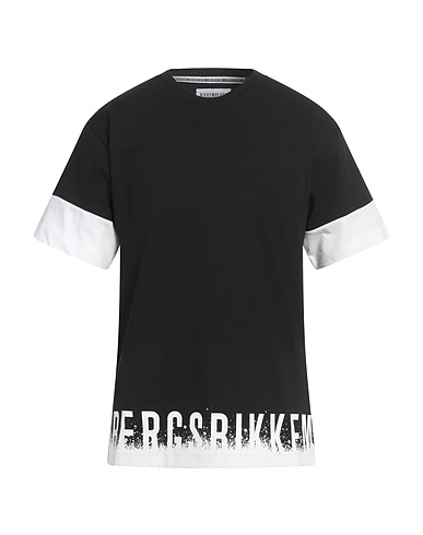 BIKKEMBERGS T-shirt Black 100% Cotton, Elastane