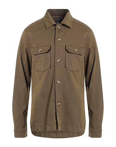 IMPURE Camicia tinta unita Verde militare 98% Cotone, 2% Elastan
