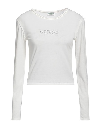 GUESS T-shirt Ivory 50% Cotton, 50% Polyester