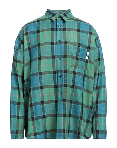 MARNI Checked shirt Emerald green 100% Virgin Wool