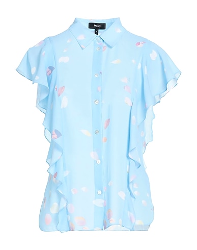 THEORY Floral shirts & blouses Sky blue 100% Silk