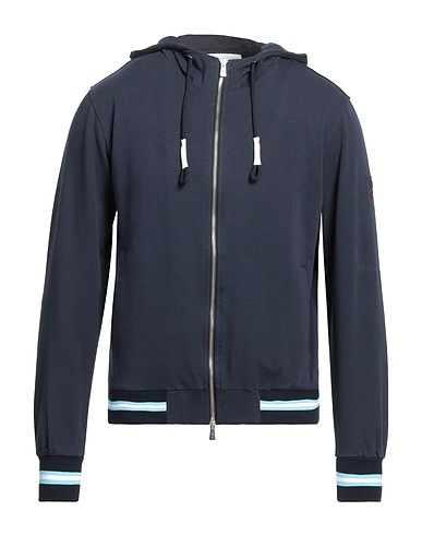 COOPERATIVA PESCATORI POSILLIPO Hooded track jacket  Midnight blue 94% Cotton, 6% Elastane