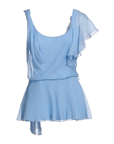 ALBERTA FERRETTI Silk top Azure 100% Silk, Polyamide