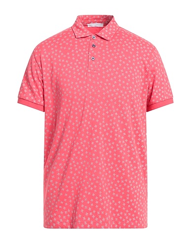 UMBERTO VALLATI Polo shirt Coral 95% Cotton, 5% Elastane